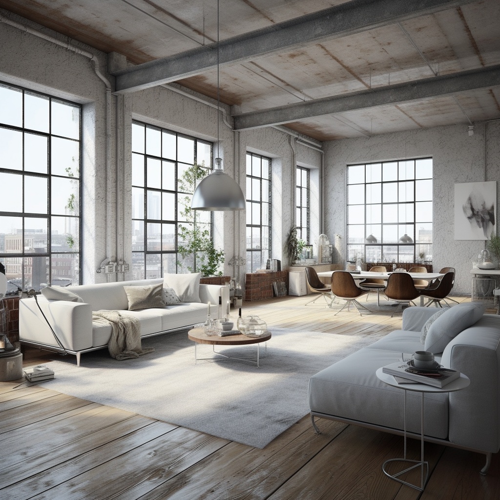 przestronny loft połączony z aranżacją w stylu skandynawskim